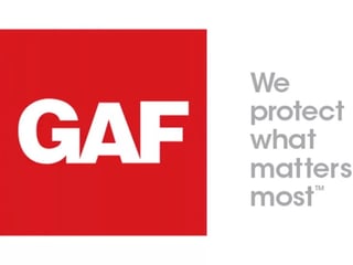 GAF logo with red square and white letters, accompanied by tagline We protect what matters most